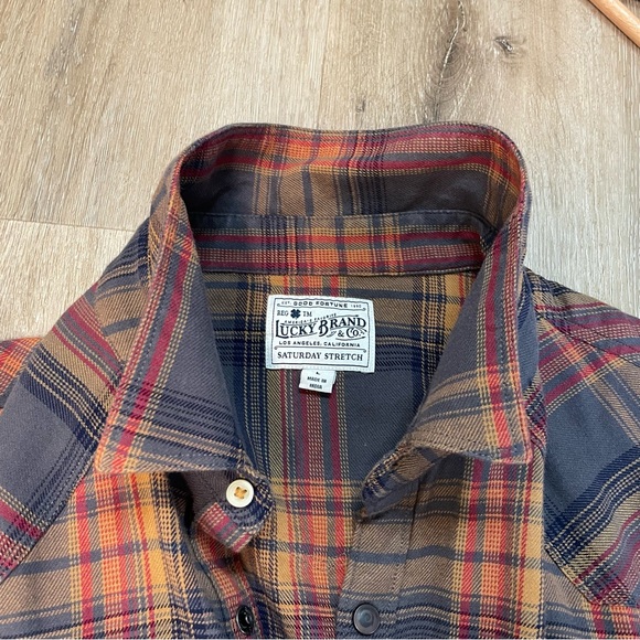 LUCKY BRAND Mens Shirt Large Snap Long-Sleeve Saturday Stretch Western Plaid - Picture 3 of 16